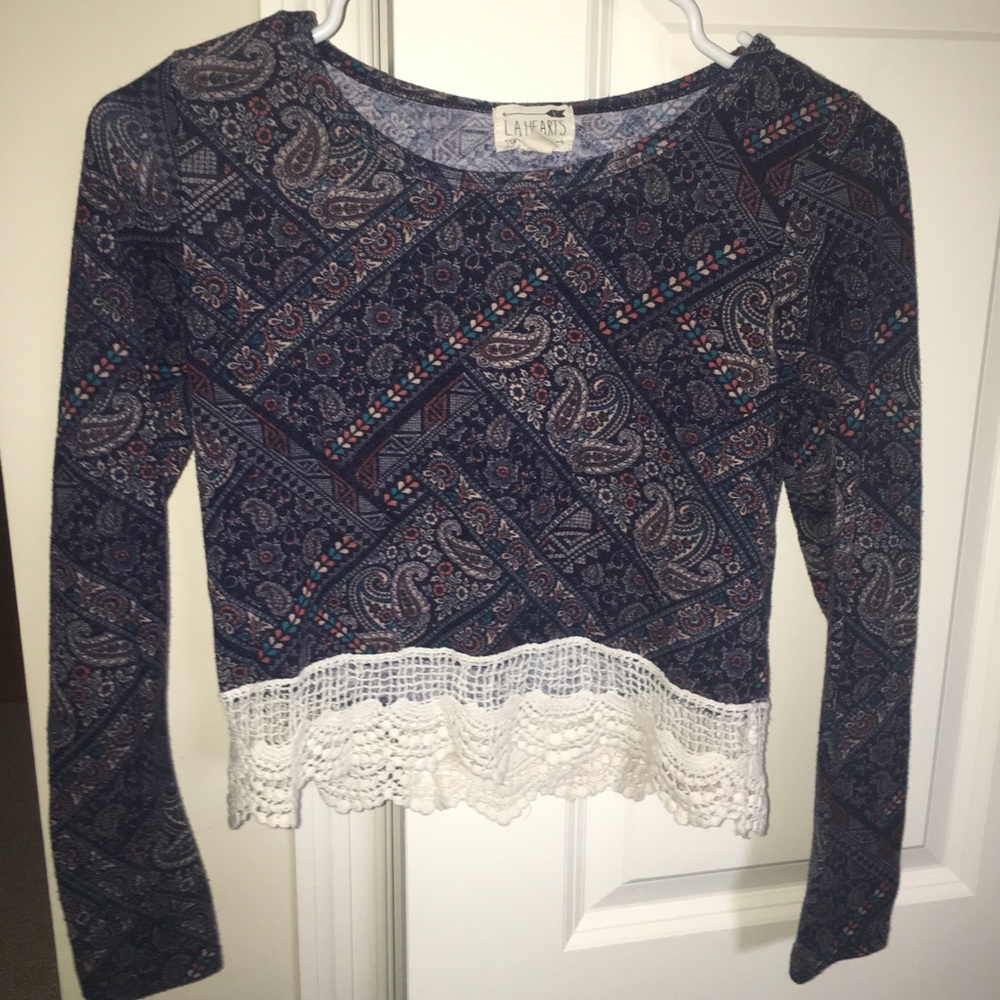 Purple long sleeve crop top